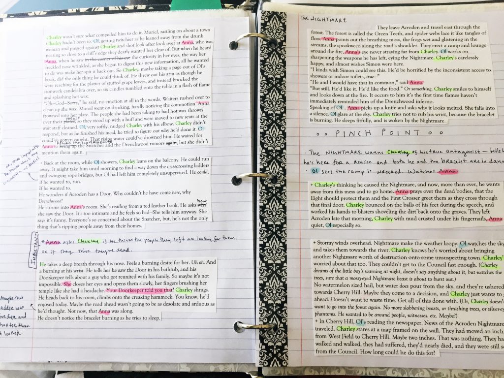 Novel Notes from Writer's Binder