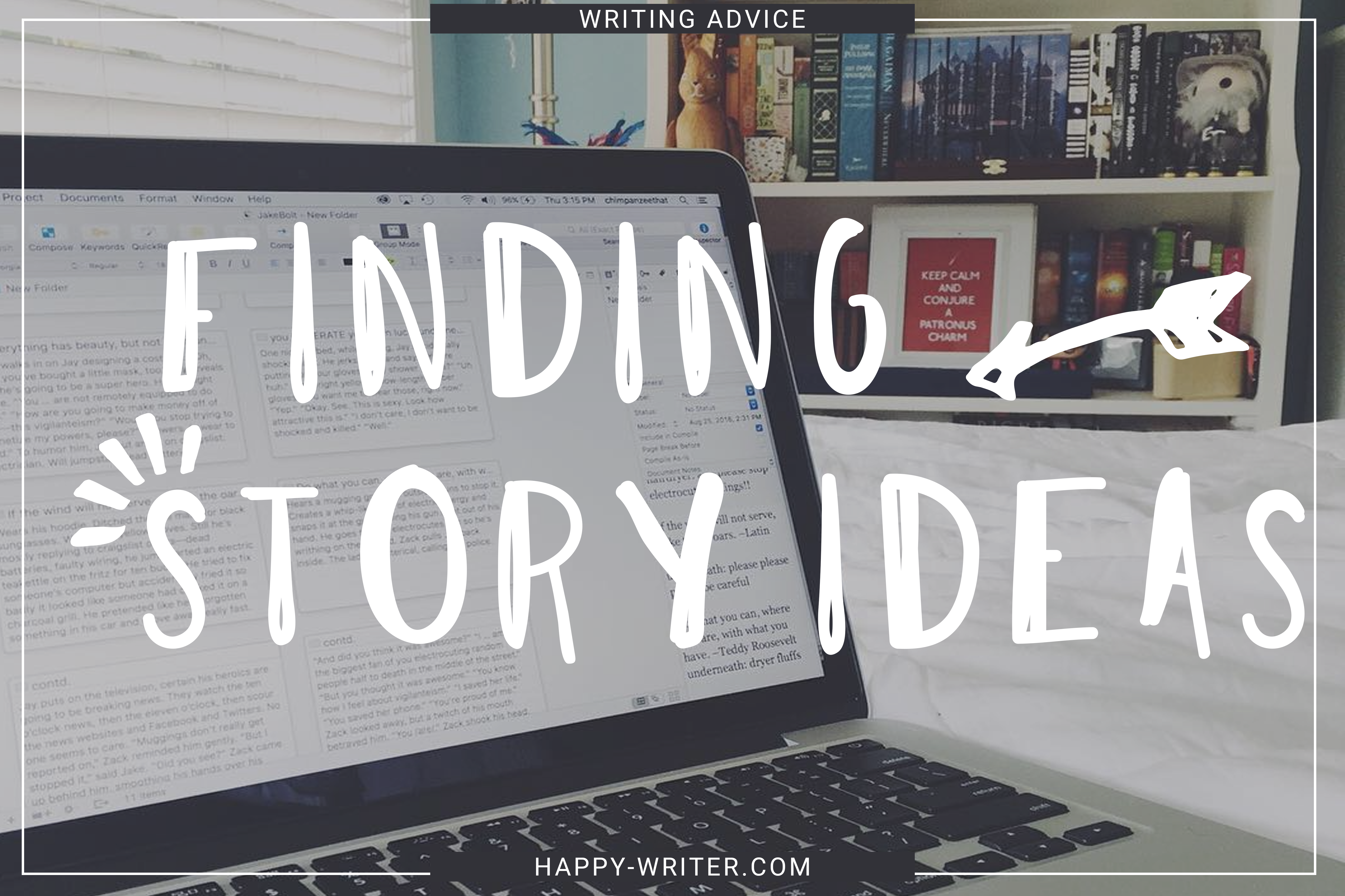 Laptop Finding Story Ideas for Novel Writing